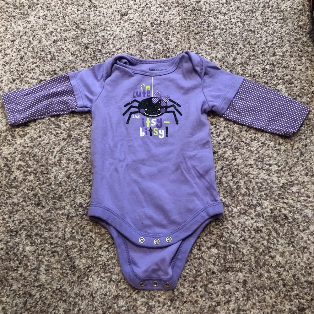 Faded Glory Purple Bodysuit with Playful Spider Design